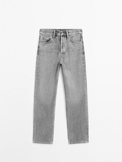 Massimo Dutti Джинсы прямого кроя из смесового хлопка с высокой посадкой, маренго