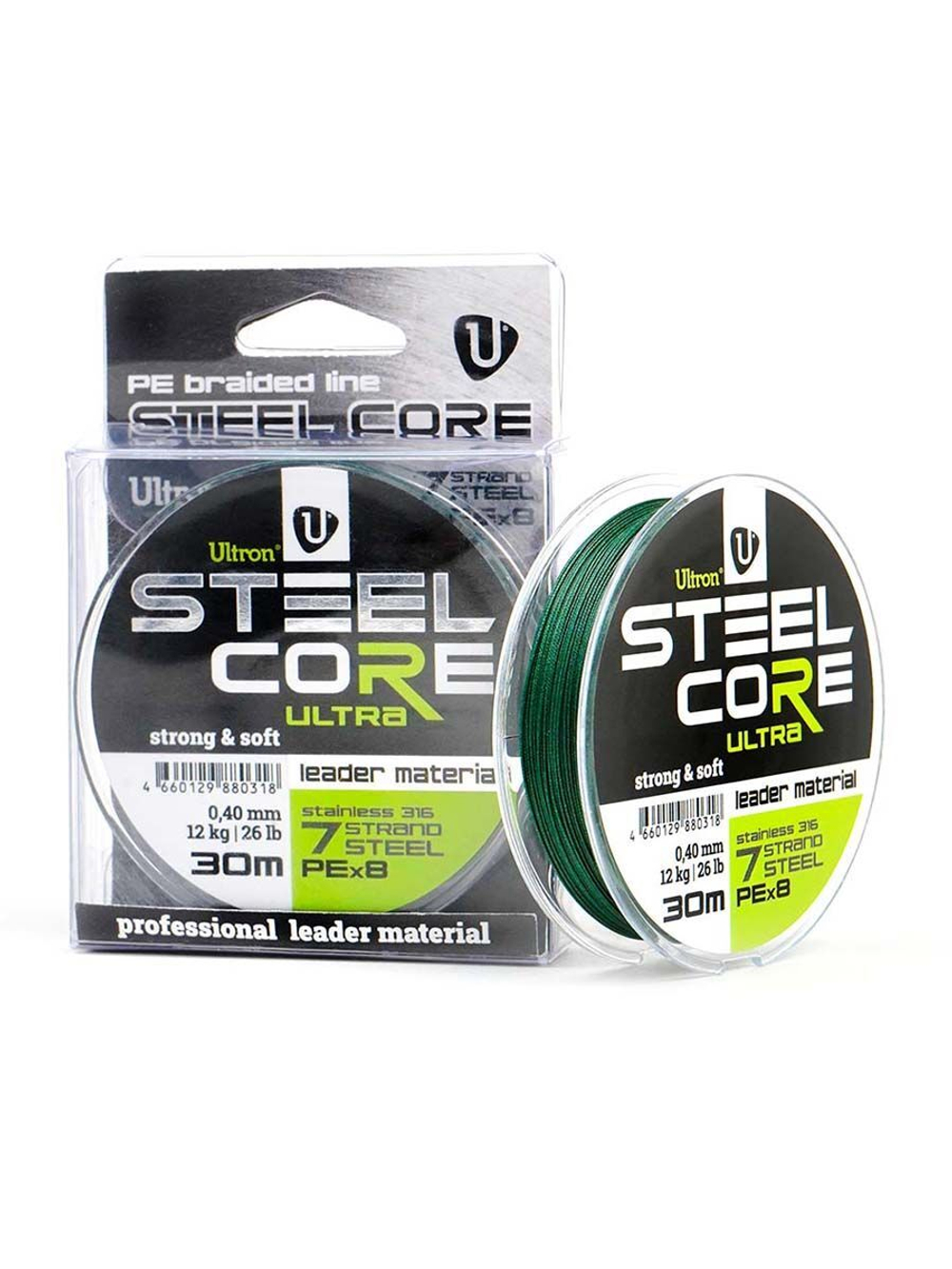 Поводковый материал STEEL CORE Ultra 0,40 мм, 12 кг, 30 м