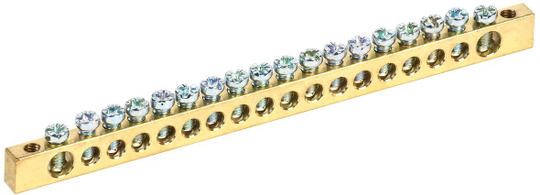 Шина PEN "земля-ноль" 6х9мм 18/2 (18групп/крепеж по краям) IEK