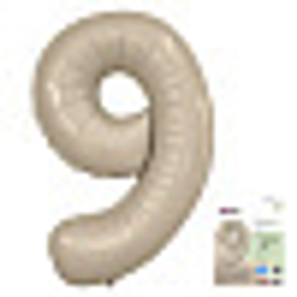 Agura Шар 40'' / 102 см "Цифра 9" Slim Мистик Кремовый Сатин (БГ-60)