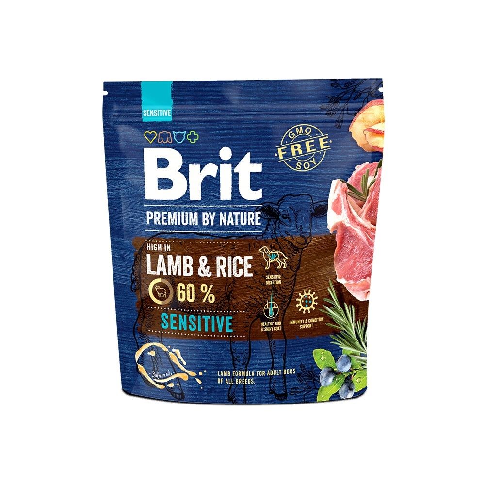 Сухой корм Brit Premium Sensitive для взрослых собак с чувствительным пищеварением, 1 кг
