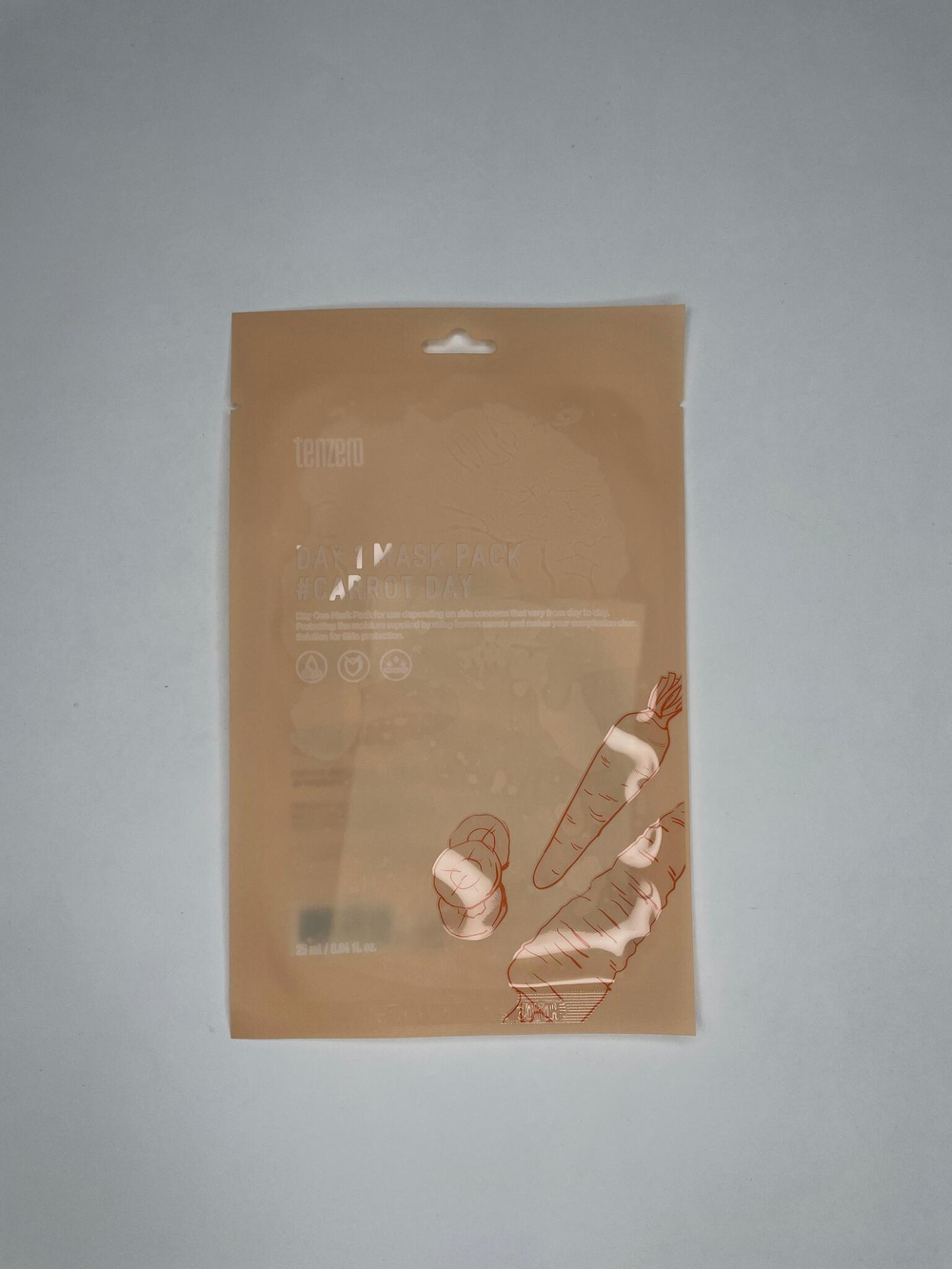 TENZERO DAY 1 MASK PACK #CARROT DAY Тканевая маска для лица с  экстрактом моркови 25мл