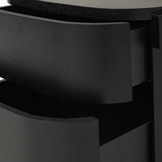 Прикроватная тумбочка Kispa с 2 ящиками, черная