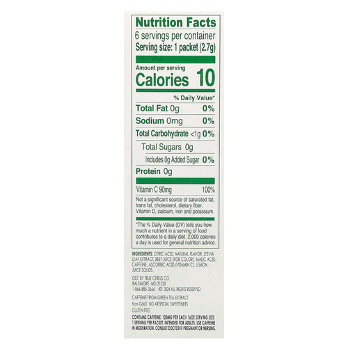 True Citrus, True Lemon, энергетический напиток, черешня и клюква, 6 пакетиков, 16,2 г