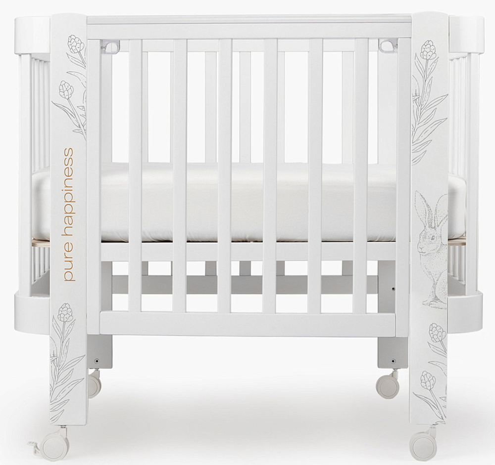 Детская кроватка-трансформер Happy baby Mommy Love в комплекте с расширением 160х70 white