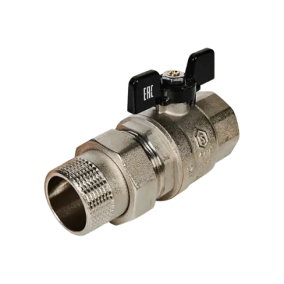 Кран шаровой полнопроходной STOUT - 1"1/4 (ВР/НР-американка PN40, Tmax 150°C, ручка-бабочка черная)