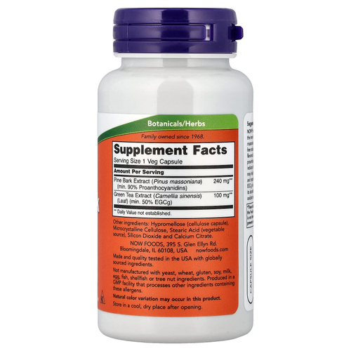 NOW Foods, экстракт сосновой коры, 240 мг, 90 растительных капсул