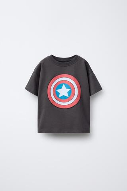 ZARA ФУТБОЛКА С ПРИНТОМ CAPTAIN AMERICA © MARVEL, АНТРАЦИТОВО-СЕРЫЙ