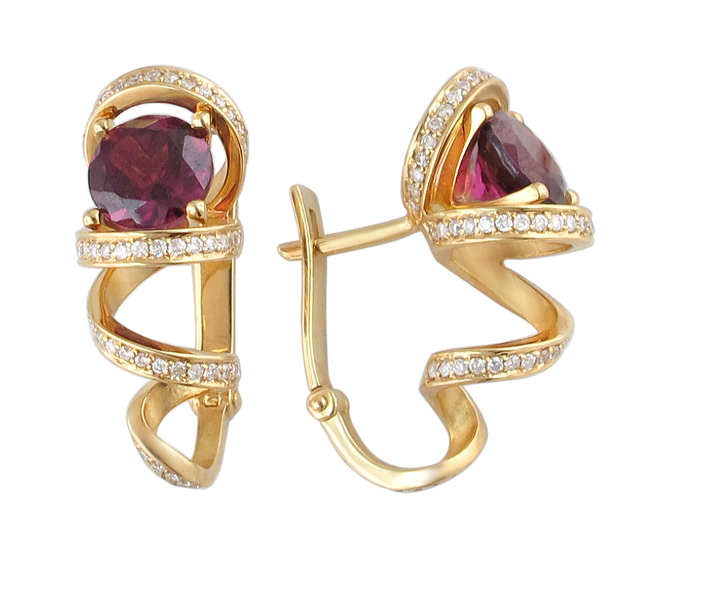 Серьги с бриллиантом  из желтого золота JA-S-646209-2
