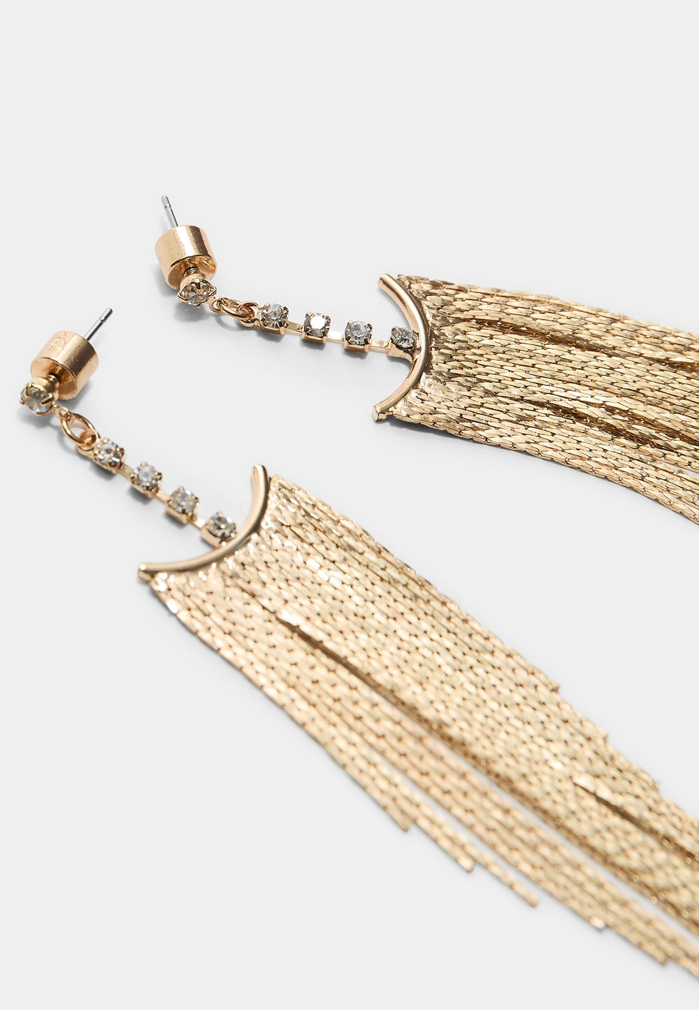 STRADIVARIUS Каскадные серьги с цепочкой и стразами, золотой