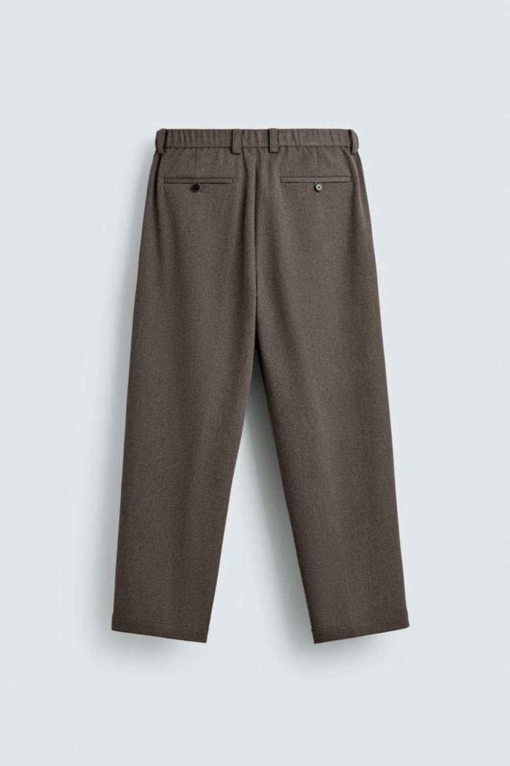 ZARA КОСТЮМНЫЕ БРЮКИ WIDE FIT ИЗ РЕЛЬЕФНОЙ ТКАНИ, СЕРО-КОРИЧНЕВЫЙ