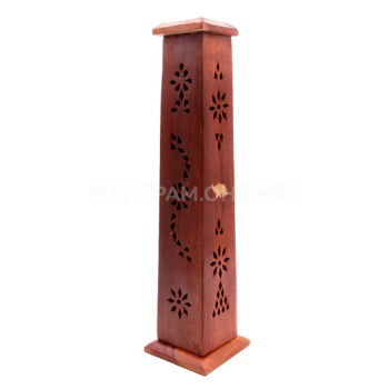 Подставка под благовония Башня Слон, дерево Шишам красное, 7,5x7,5x31 см