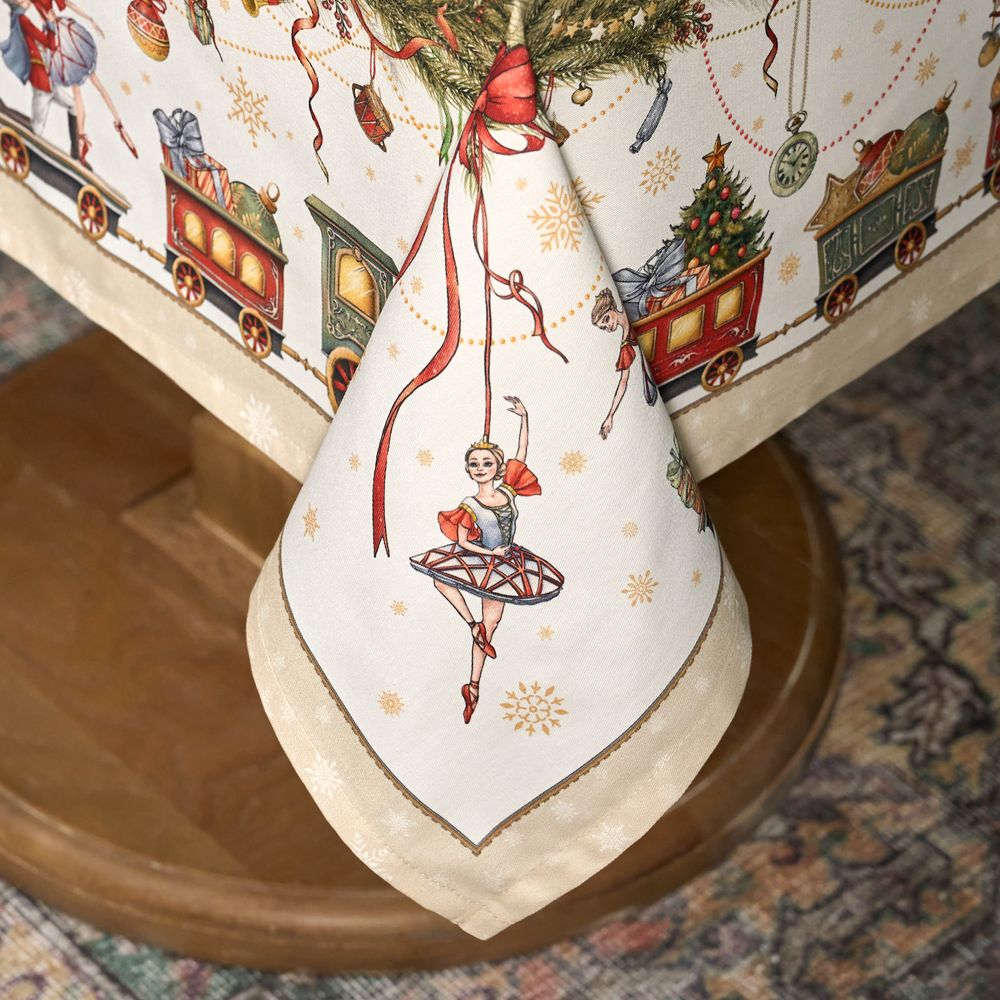 СКАТЕРТЬ "ЩЕЛКУНЧИК" 110Х140СМ ,БЕЖЕВЫЙ ,100% ХЛОПОК,ТВИЛ