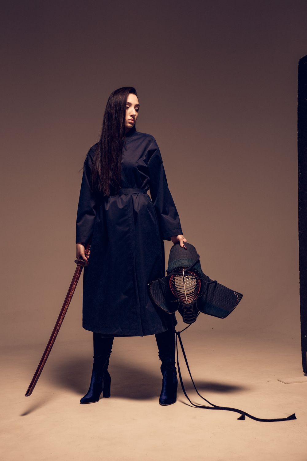 Плащ-Кимоно FOS на запах Женский Синий