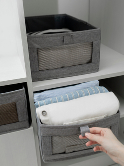 Органайзер для хранения вещей одежды  коробка для полотенец белья с окном ящик для хранения 40х27х17см, Премиум