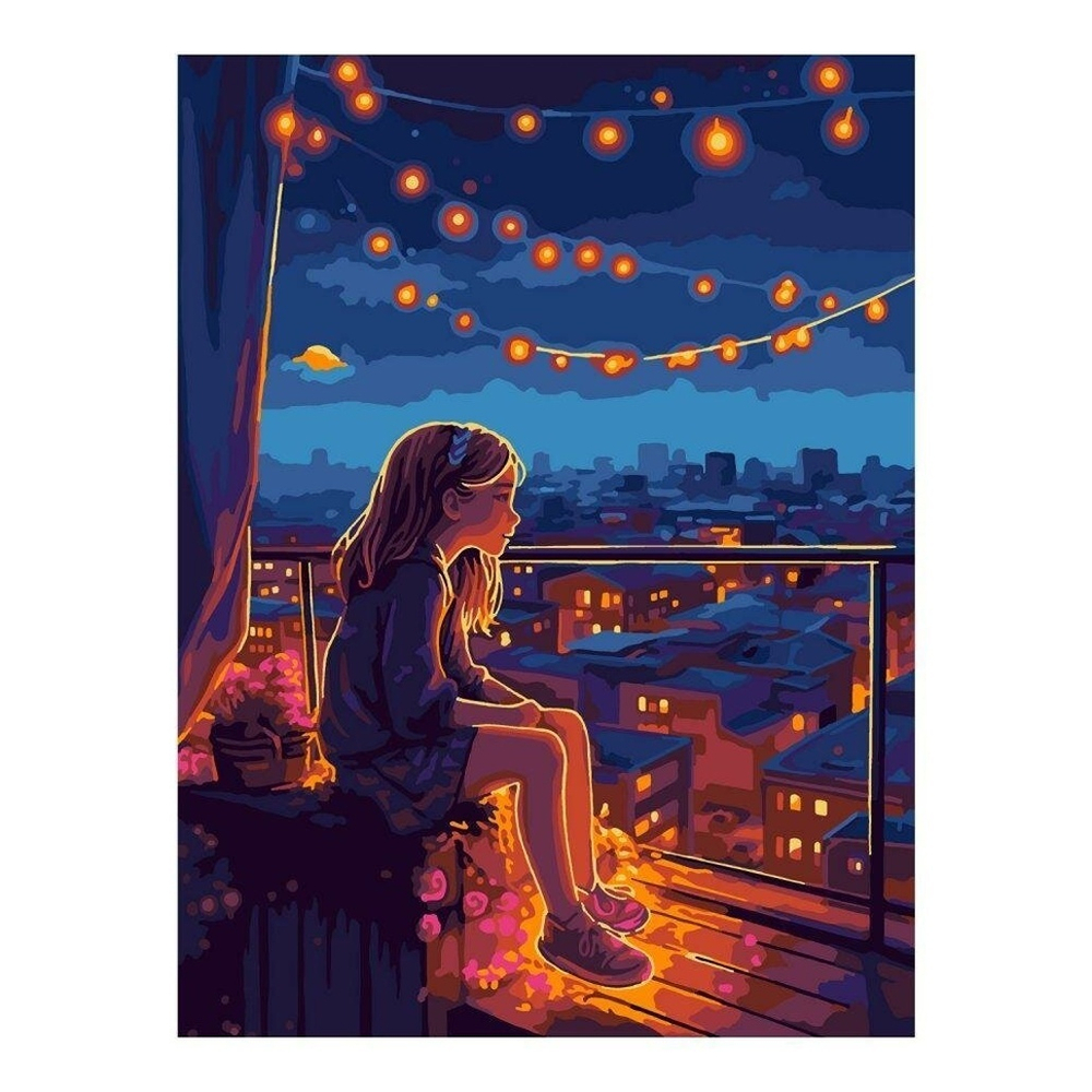 Картина по номерам 28,5*38см "В огнях ночного города" (Lori)