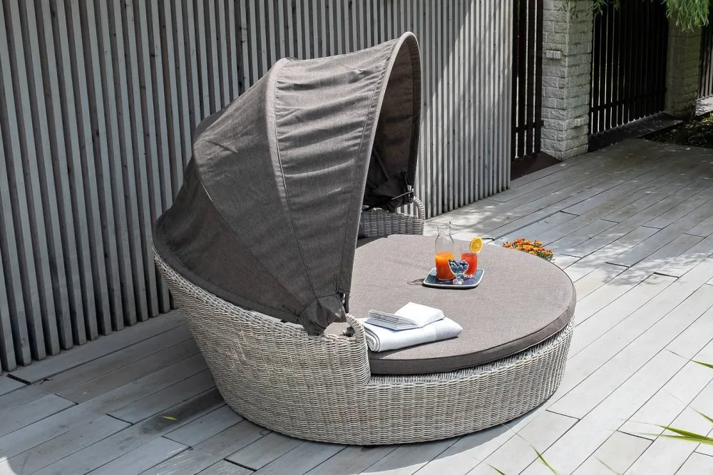 "Стильяно" плетеная кровать круглая, цвет бежевый