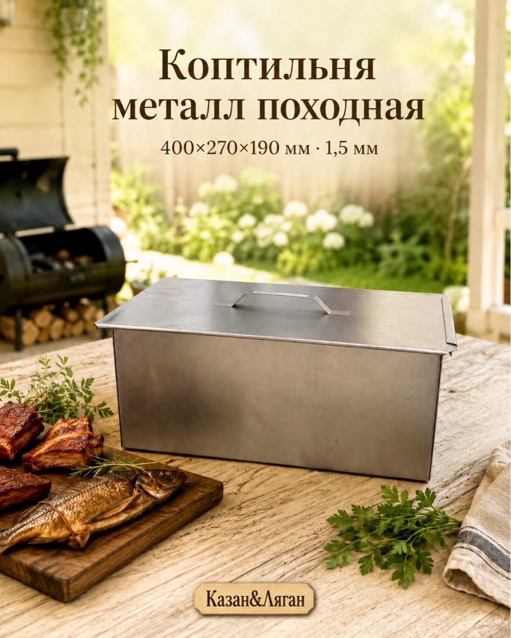 Коптильня металл Походная COMBI-M (TG-654) 400х270х190х1,5 мм