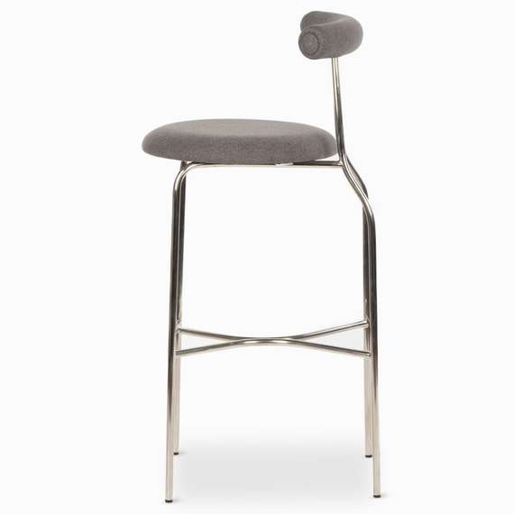 Барный стул Rider, серая ткань, ножки хром