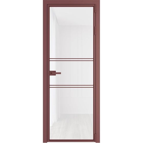 Алюминиевая дверь 2AХ красный антрацит стекло белый триплекс