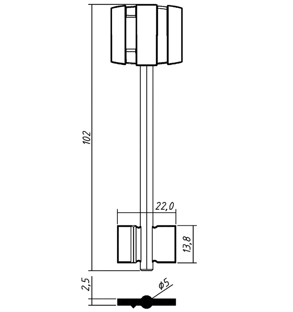 Заготовка сувальдного ключа 14198 BRD4DP (желтый)