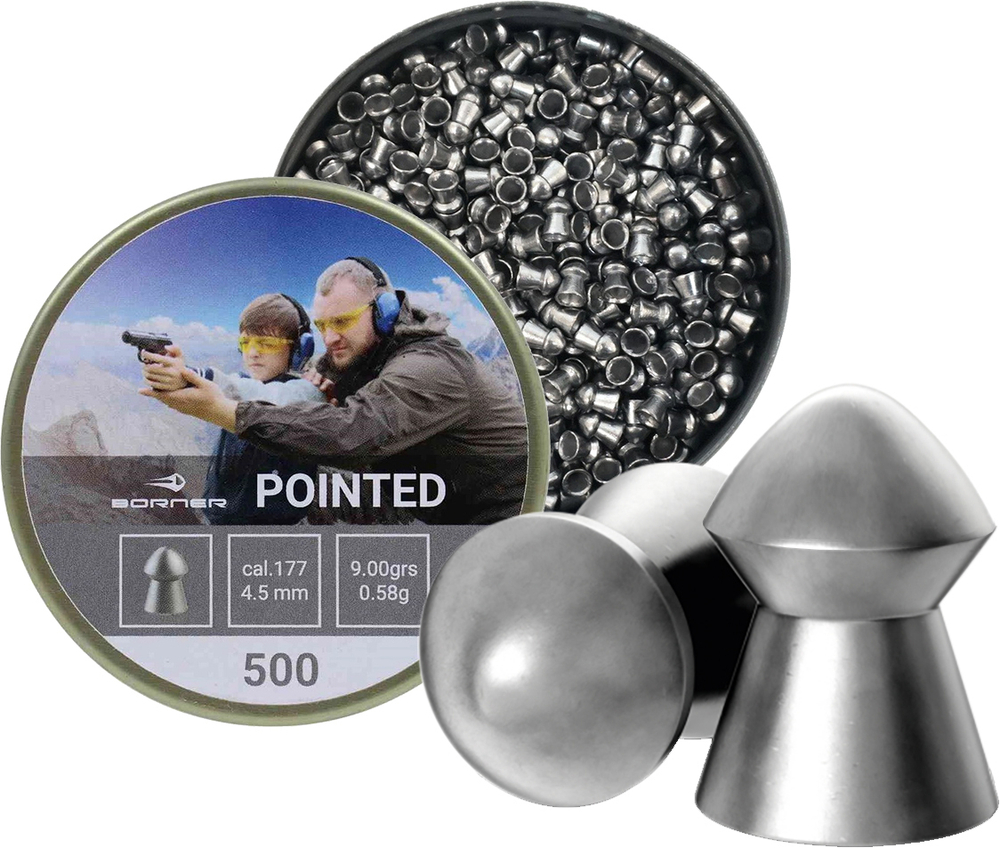 Пули Borner "Pointed", кал. 4,5 (500 шт.) 0,58гр.