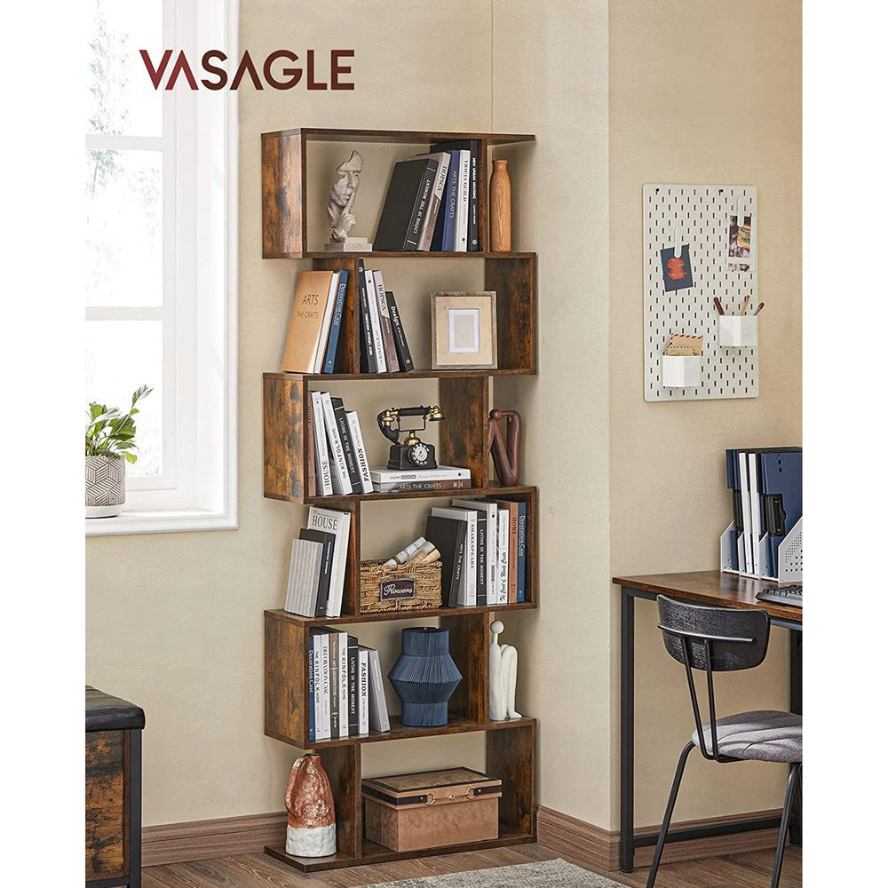 Книжная полка VASAGLE LBC61BX с 6 уровнями, — Стеллаж для книг, свободно стоящий шкаф