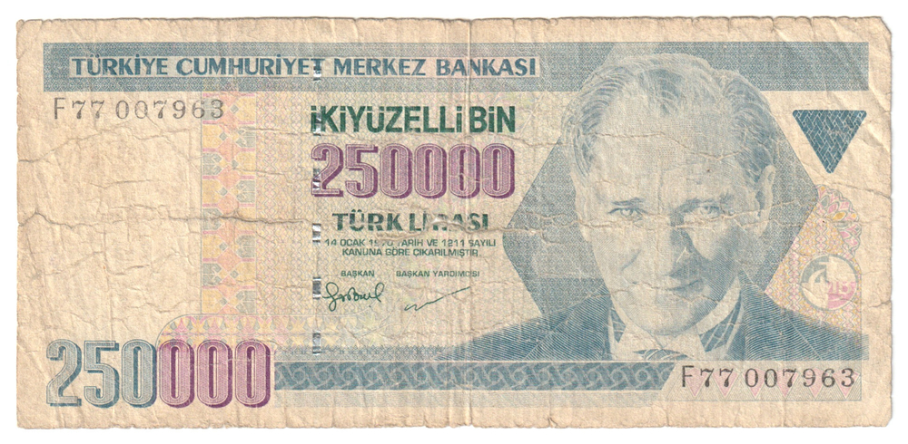 Turkey, 250 000 Lira, 1998 - 2001, F