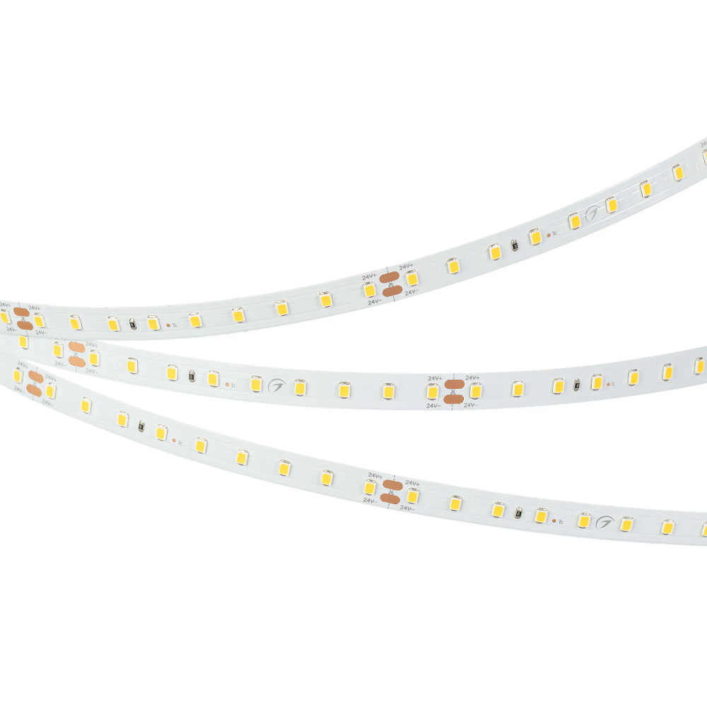 Светодиодная лента RT-A90-10mm 24V Warm3000 (4.8 W/m, IP20, 2835, 5m) (Arlight, высок.эфф.200 лм/Вт) 038778