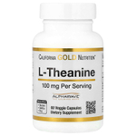California Gold Nutrition, L-теанин, с AlphaWave®, 100 мг, 60 растительных капсул