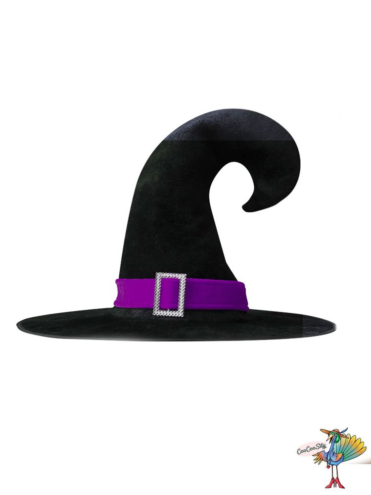 шляпа ведьмы Бархат черная с фиолетовой бархатной лентой