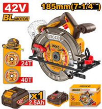 Аккумуляторная циркулярная пила BL 42B 185х20мм 1хАКБ и ЗУ INGCO CSLI4218511 INDUSTRIAL