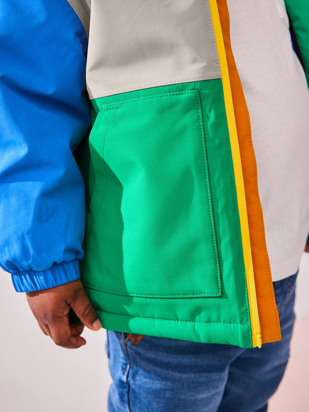 Куртка непромокаемая с капюшоном для мальчика Next Q53-240, Серый, Зеленый, Синий