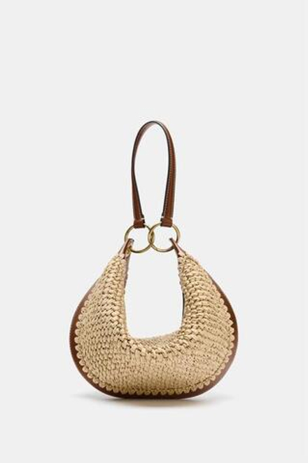 ZARA КОМБИНИРОВАННАЯ СУМКА-МЕШОК, СВЕТЛО-БЕЖЕВЫЙ