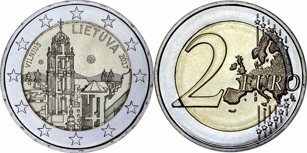 Литва 2 евро, 2017 Вильнюс UNC