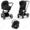 Детская коляска Cybex Priam IV 3 в 1 Sepia Black шасси Chrome Black автокресло Aton B i-Size