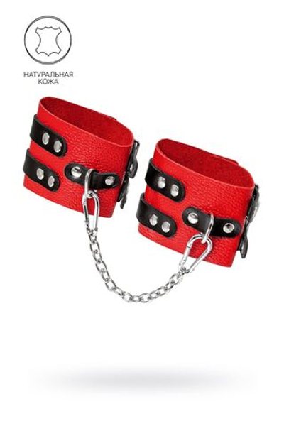 Красно-черные мягкие оковы с двумя ремешками с люверсами