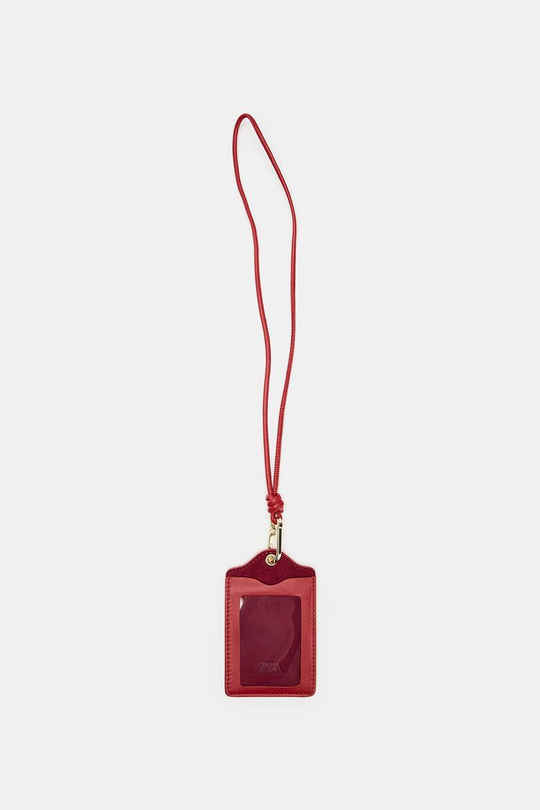 ZARA КОЖАНЫЙ КАРТХОЛДЕР, КРАСНЫЙ