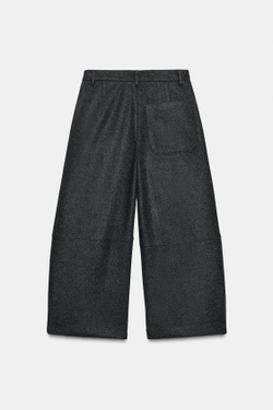 ZARA БРЮКИ BALLOON СО СКЛАДКАМИ, ТЕМНО-СЕРЫЙ