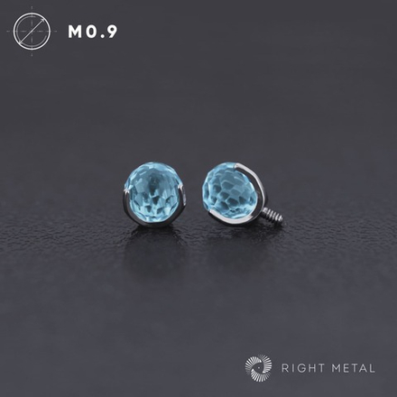 Ball 3-Prongs 4мм Faceted Aqua
