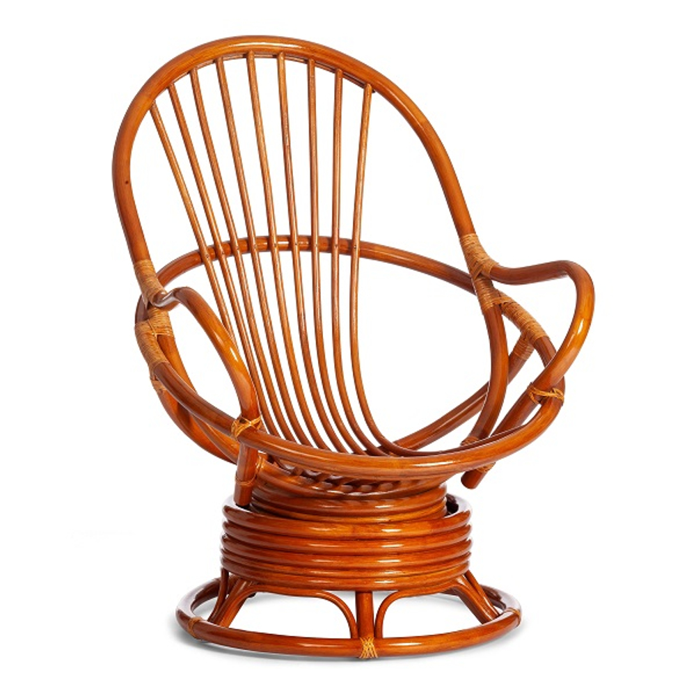 Кресло вращающееся "FLORES" 5005 /без подушки/ натуральный ротанг, Cognac (коньяк)