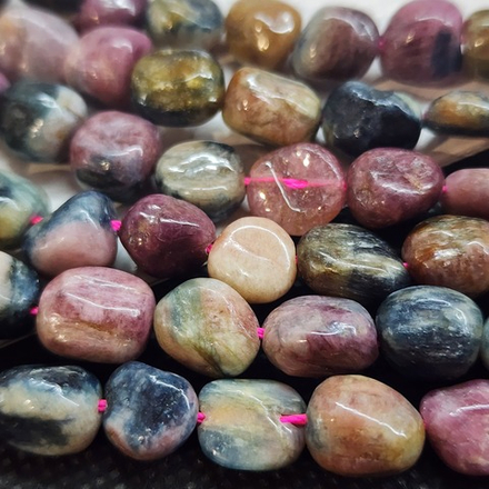 Турмалин природный, галтовка, кусочки, размер 8-11мм