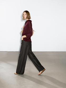 Massimo Dutti Свитер оверсайз с воротником поло, гранатовый