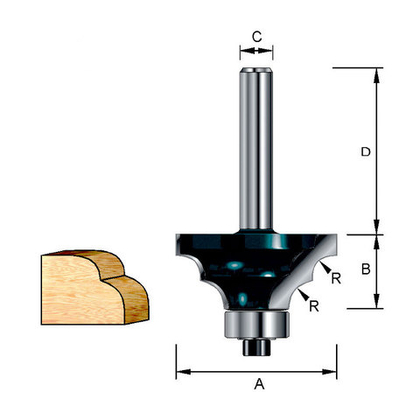 Фреза кромочная для двойной круглой кромки 31,8х32х14,28х8 мм; R=4,46 мм D-11411