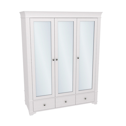 Шкаф 3х дверный с зеркальными дверями «Бейли» белый воск