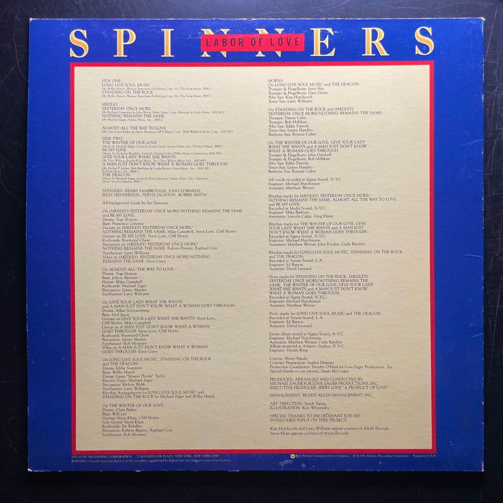 Spinners ‎– Labor Of Love (США 1981г.)