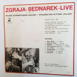 Винтажная виниловая пластинка LP Zgraja and Bednarek Live In Hannover (Польша 1986)