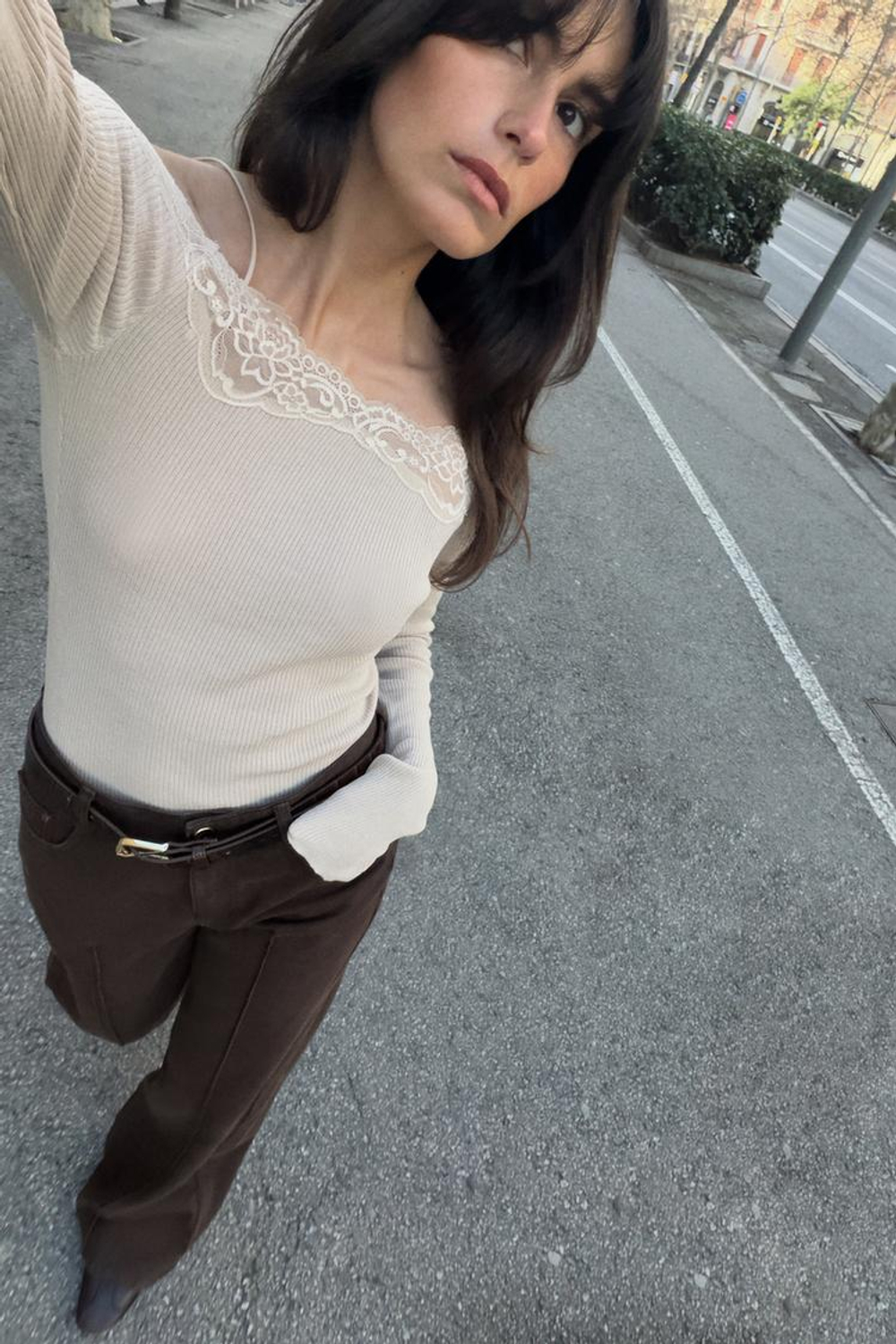 ZARA КОМБИНИРОВАННЫЙ ТОП С ОТКРЫТЫМИ ПЛЕЧАМИ, СВЕТЛО-БЕЖЕВЫЙ