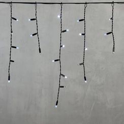 Светодиодная бахрома с колпачком 3,1*0,5 м., 120 холодных белых LED ламп, мерцание, черный провод ПВХ, IP65, LTC (PIL120BLWCAP-11-2W)