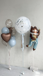 Набор шаров на выписку "Мишка в полосатых штанишках", дизайн №2